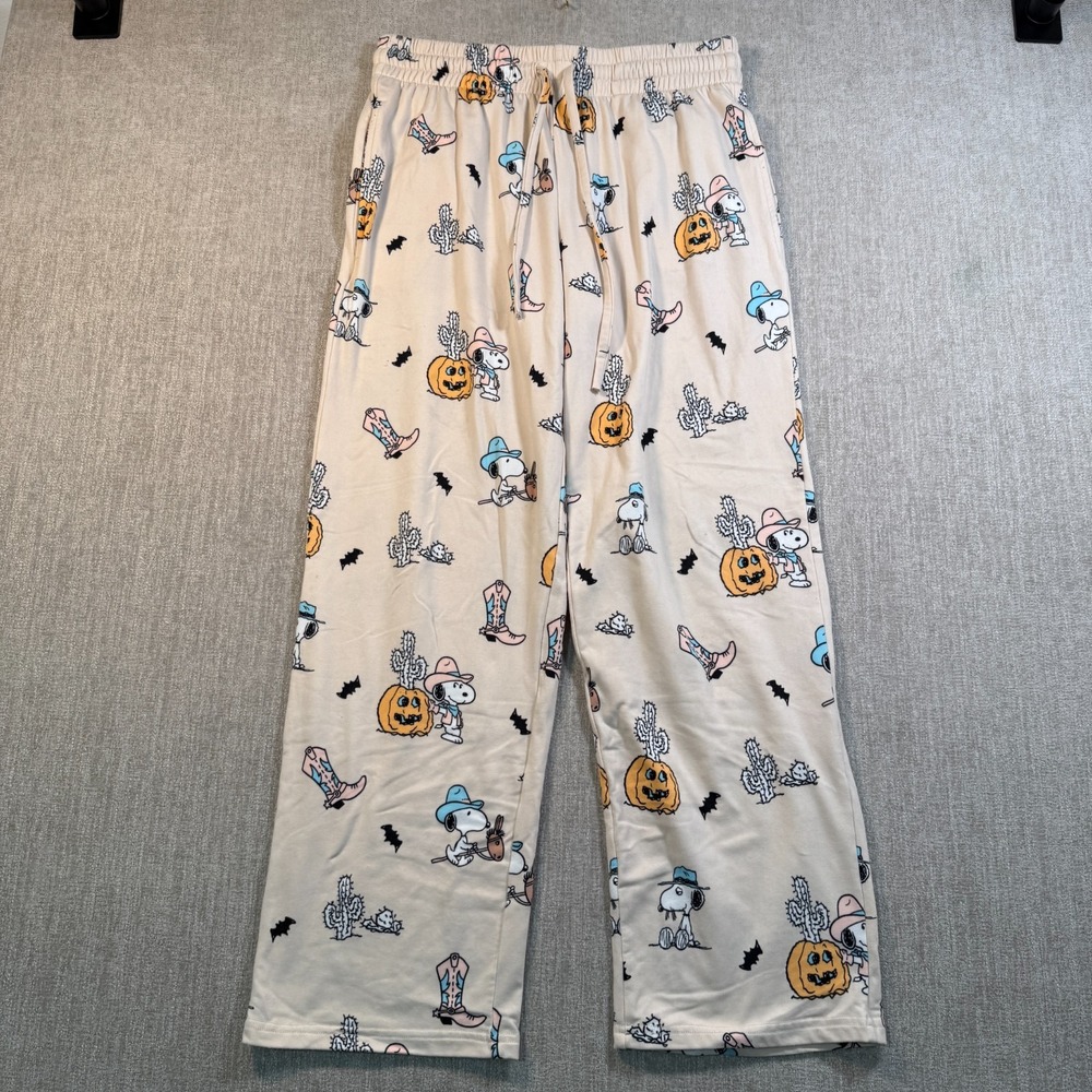 Peanuts Snoopy Halloween Pajama Pants Western Pumpkin Cowboy Size Small Lounge